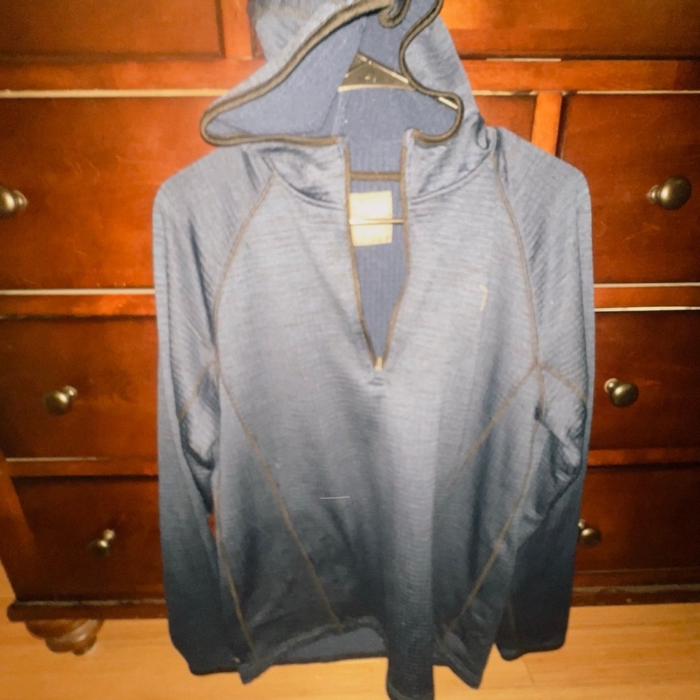 Men's athletic active athletic hooded quarter zip blue active size m/L in navy